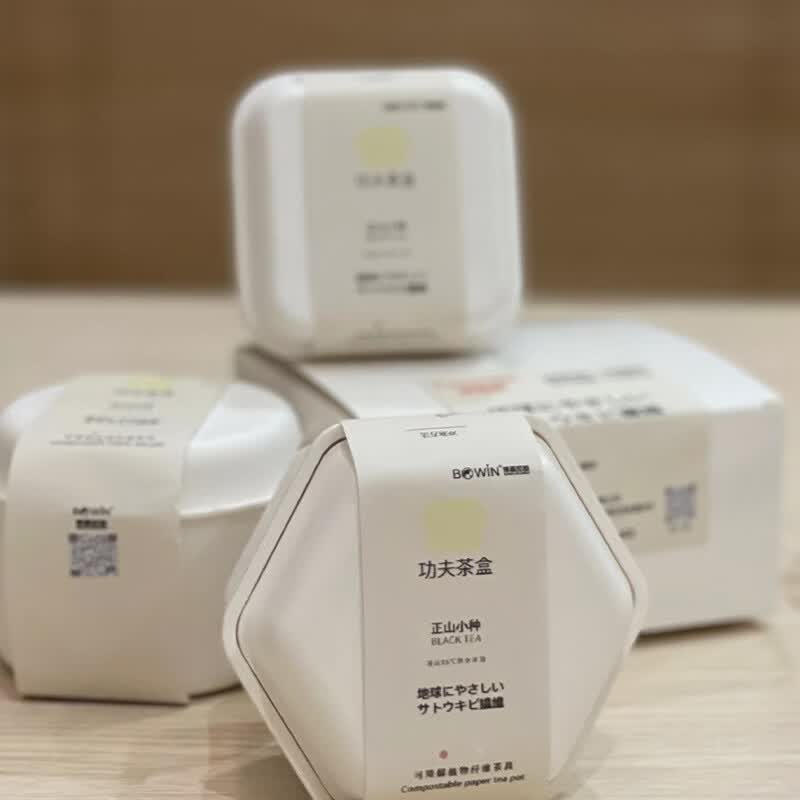 星舵博赢客会茶盒子便携功夫一次性茶具套装泡茶甘蔗渣杯子旅行茶具 六边形裸盒(无腰封无茶包)