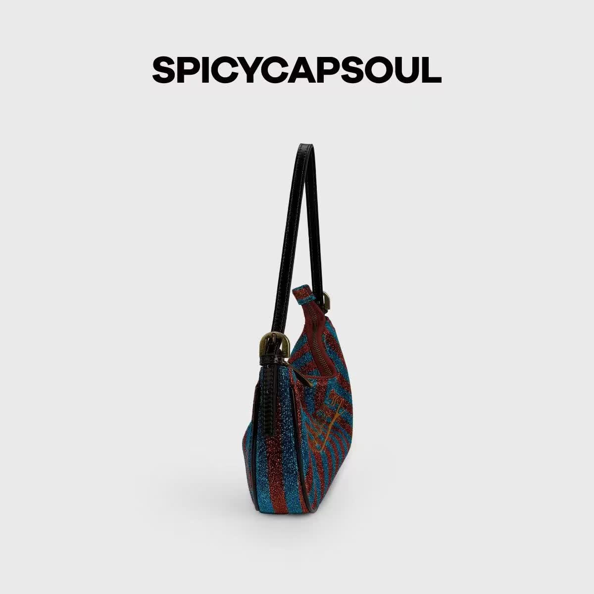 SPICYCAPSOUL【橘子瓣】池金物SCS小众腋下怀旧水洗小弯月腋下包(只可腋下) 【橘子瓣】海岸霓虹