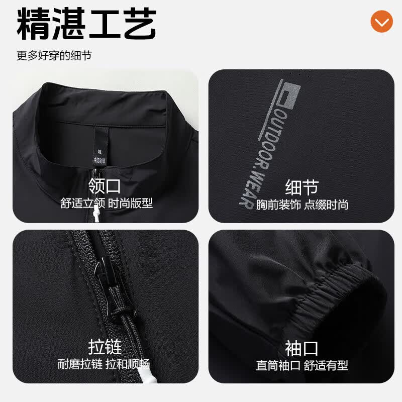 罗蒙（ROMON）【冰丝防晒】男士短款立领防晒衣夏季新款凉感上衣外套UPF50+ 深灰 XL 【建议115-130斤】