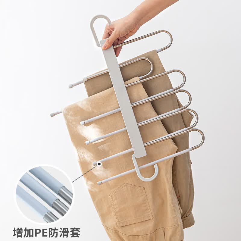 溥畔不用叠裤子了 不褶皱 折叠裤架裤夹多层多功能无痕挂裤子专用衣架 [升级防滑]灰色3个装