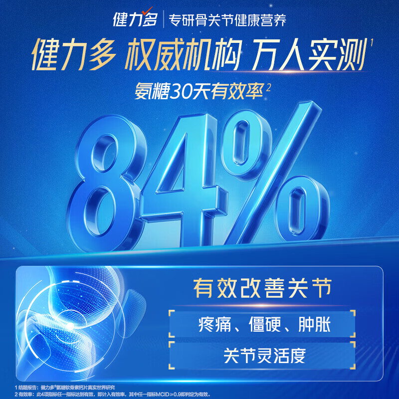 健力多汤臣倍健氨糖硫酸软骨素钙片中老年人补钙护关节高钙片增加骨密度 【药房同款蓝氨糖】礼盒装 100粒*3瓶