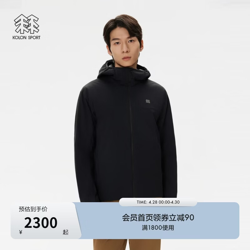 KOLON SPORT/可隆户外棉服 男士防泼水透湿防风防静电轻量夹克 LHPJ5WN079-BK 黑色 M 170/92A