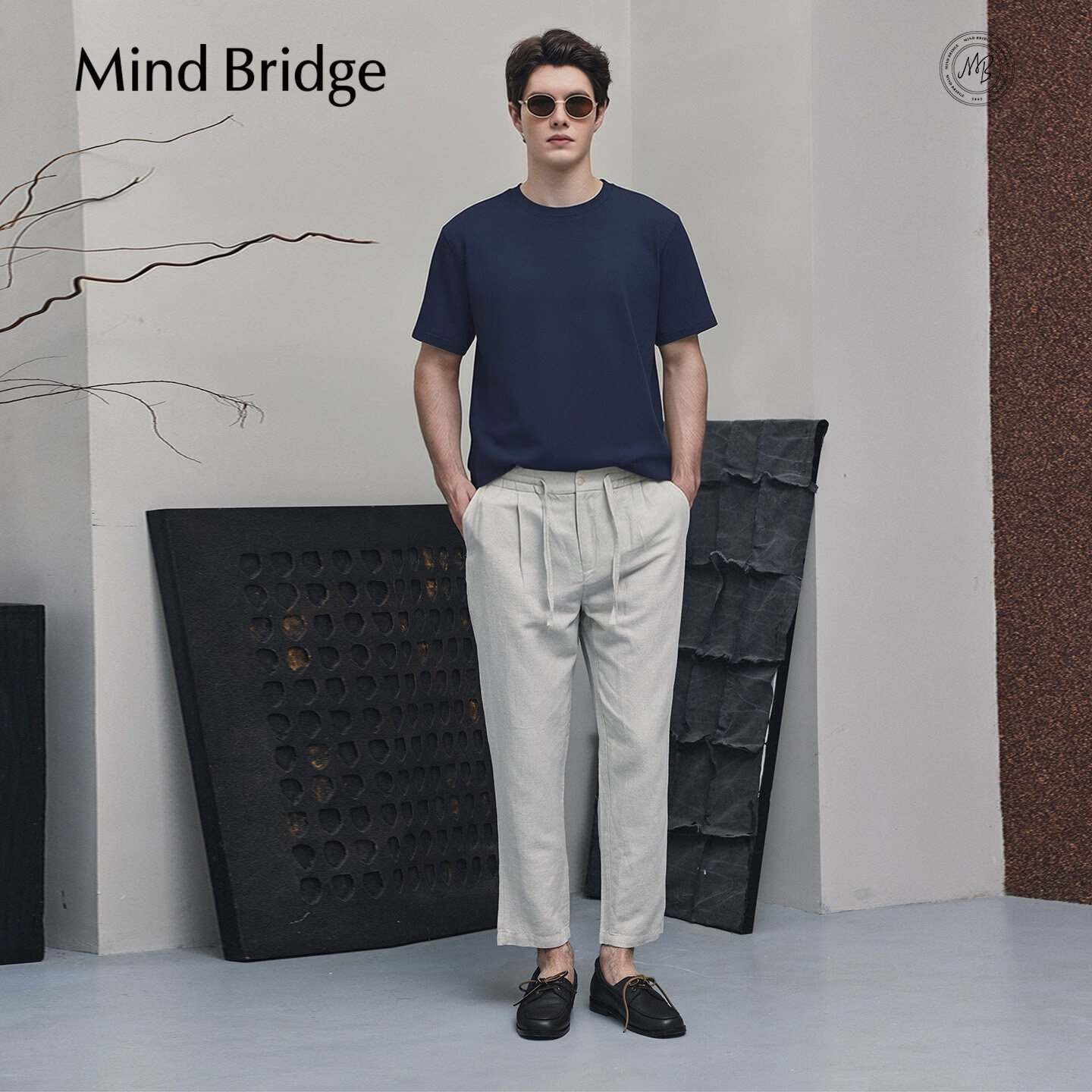 Mind Bridge【重磅纯棉】2026年夏季圆领T恤男女同款休闲纯色短袖 奶蓝 2XL 185/2XL