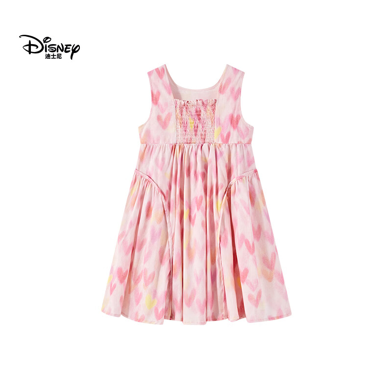 迪士尼(Disney)女童连衣裙2026夏季新款中大童女孩无袖薄款海边碎花公主裙子 粉色(043) 160 【建议身高155-160cm,体重85-100斤】