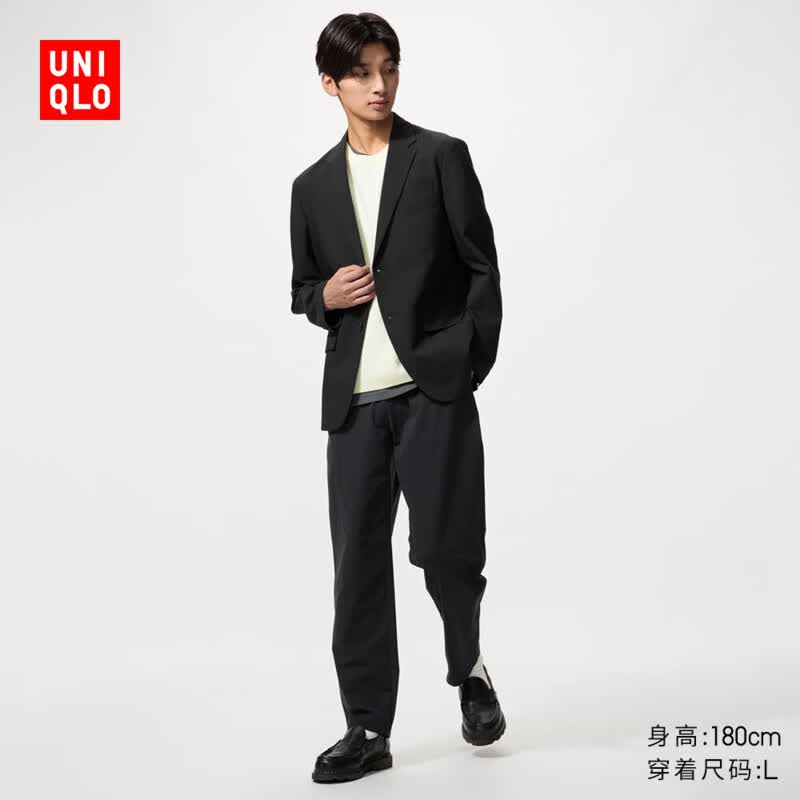 优衣库常规款男女装高弹力窄口九分裤/DRY-EX速干运动裤482763 482763/09黑色 L