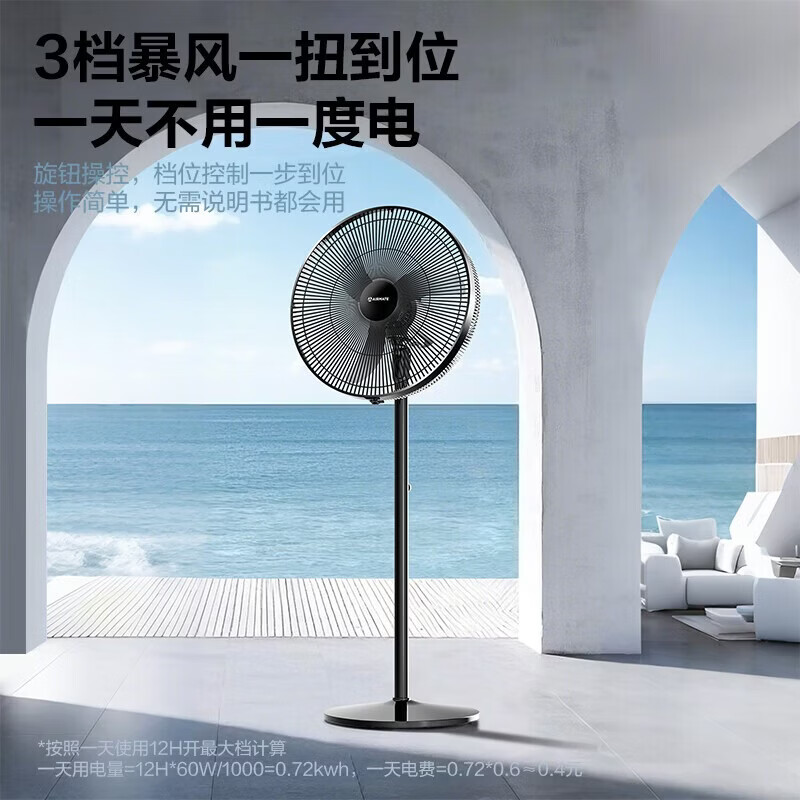 艾美特(AIRMATE)电风扇落地扇家用工业风扇立式大风力客厅宿舍五叶扇轻音节能远距电扇纯铜电机牛角扇风扇踏青放价 牛角扇FS45-X6【黑色】