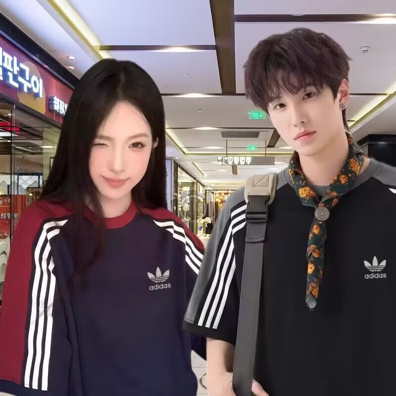 Y-3三叶草美式纯棉三条杠短袖男女款休闲运动宽松T恤百搭青年学生潮 黑色 L 建议体重110~130斤