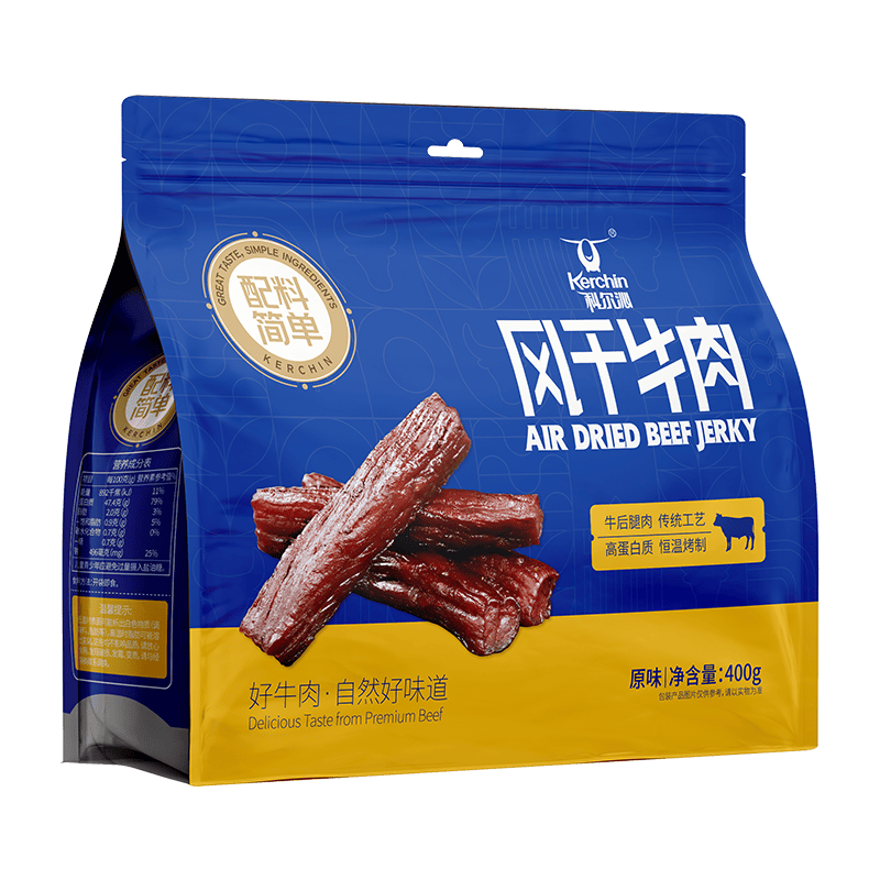科尔沁手撕风干牛肉干原味400g 高蛋白休闲零食 肉干肉脯 0添加防腐剂