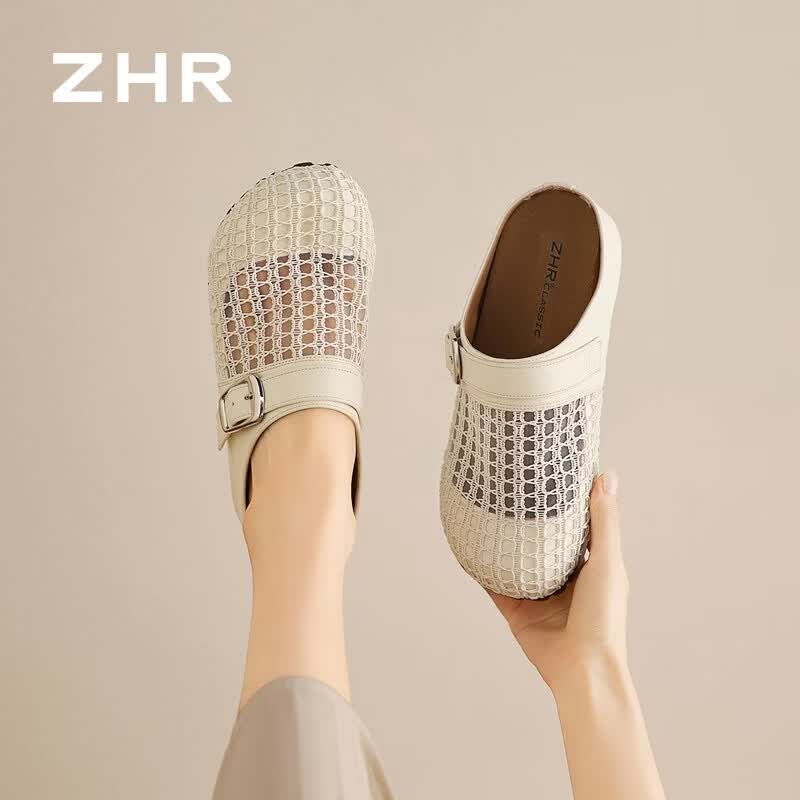 ZHR则则包头拖鞋女士2026新款夏季凉鞋女外穿软底透气女鞋 LR12米色37