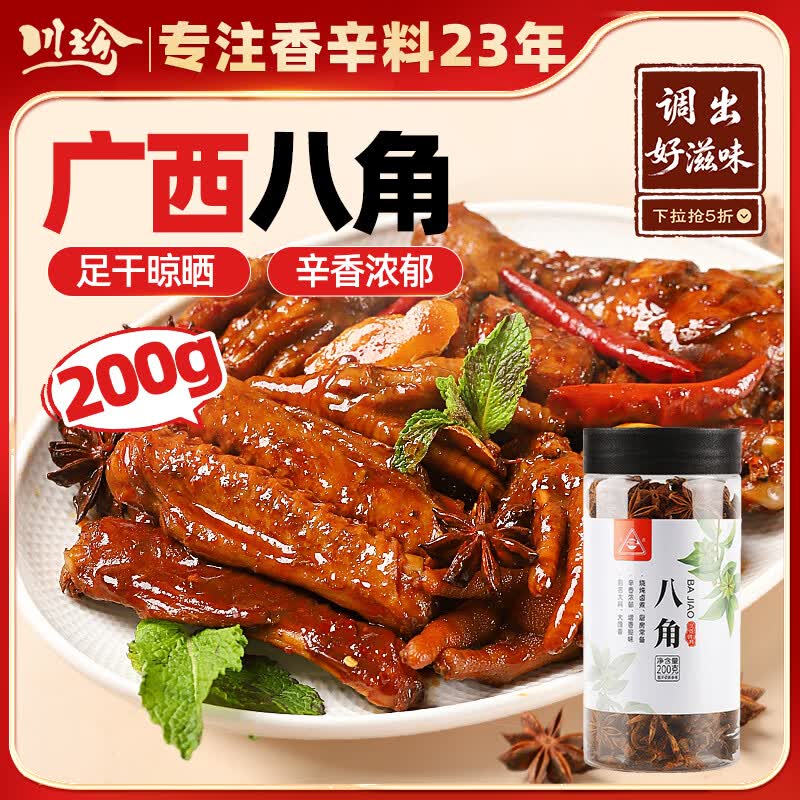 川珍八角200g 罐装 广西大料 茴香 炖肉香辛料烧卤肉调料包火锅底料