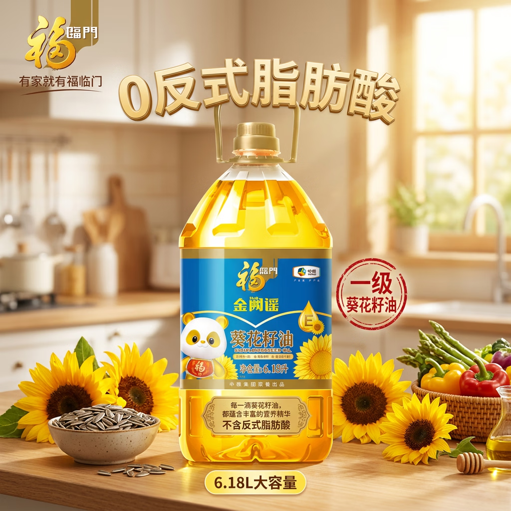 福临门 金阙谣 食用油 0反式脂肪酸 一级葵花籽油6.18L  中粮出品