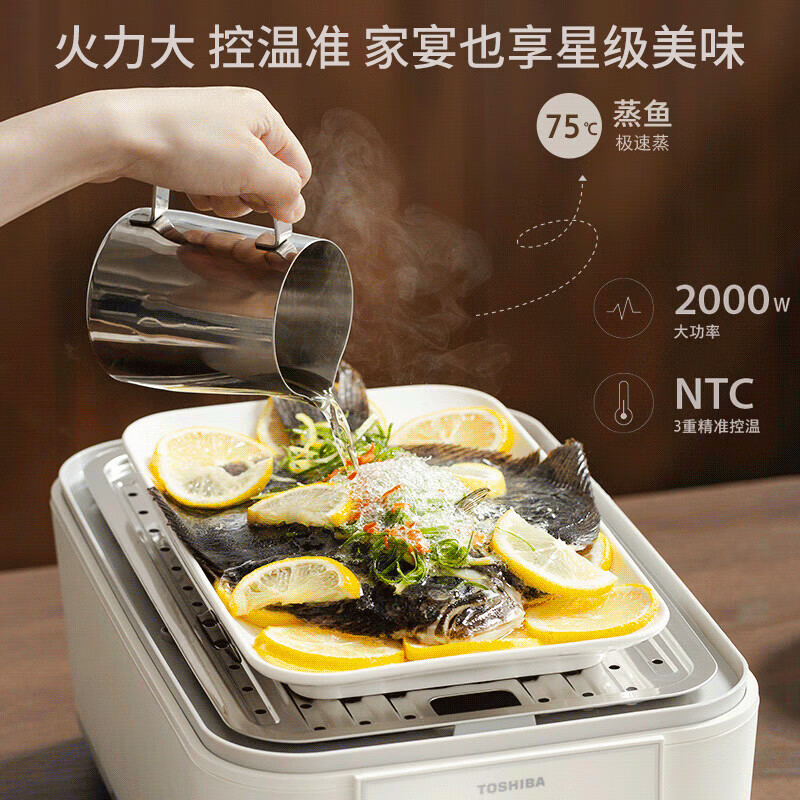 东芝(TOSHIBA)电蒸锅多功能锅芝味蒸0塑0涂层电蒸锅大容量猛火炖蒸煮一体多功能电蒸锅政府补贴 ES-20MSTC