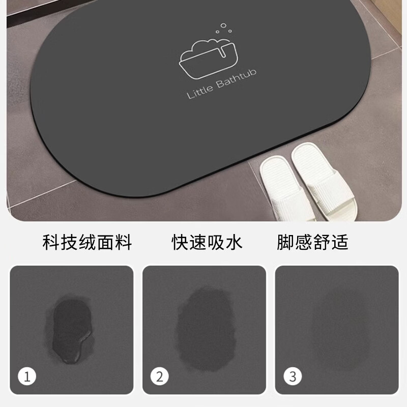 金玉铭川美式浴室地垫卫生间进门门口脚垫洗手台吸水速干防滑垫厕所门垫子 GZN-定格绿底半圆角 50X80cm【Q弹舒适防滑】
