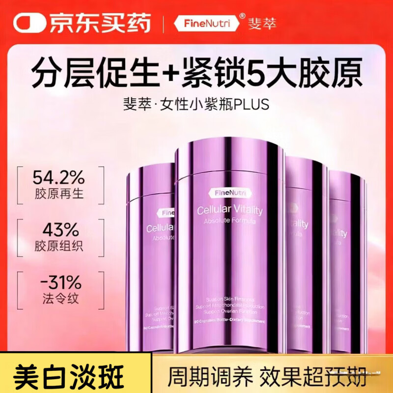 FineNutri斐萃抗衰PLUS升级版小紫瓶PQQ胶原蛋白肽鳐鱼肽提拉紧致 重塑ECM紧致提拉 9 90粒*3瓶