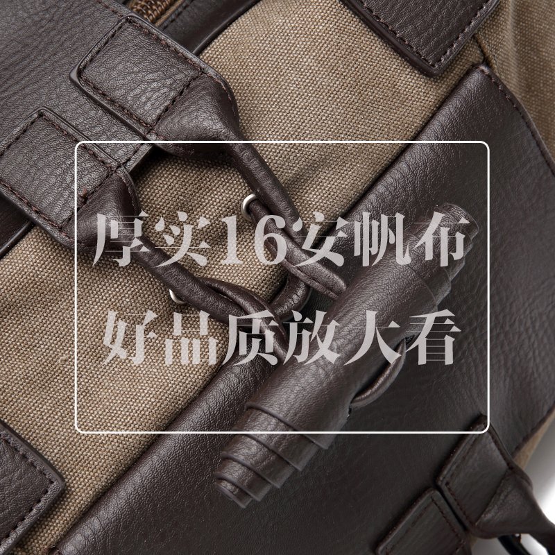 潘酷包包男士单肩包手提包帆布包斜挎包男休闲包时尚潮流大容量旅行包 黑灰色 21