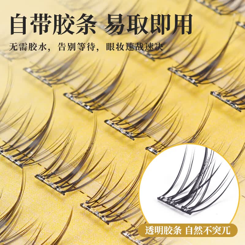 睫啵啵太阳花假睫毛无需胶水分段款 自然柔软仿真卷翘透明梗大容量 太阳花2盒240簇