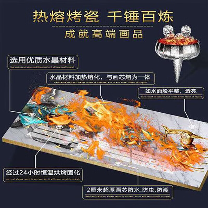 柳莺花燕现代简约客厅装饰画沙发背景墙挂画新款大气壁画三联画轻奢晶瓷画 福禄纳财(铝合金框) 大套【左右60X80+中110X80】晶瓷画 免费上门按装(铝合金框)