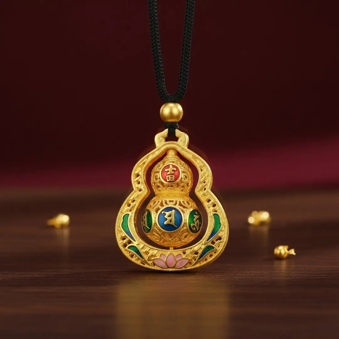 【大师推荐】宫廷复古风福字镂空葫芦吊坠项链 送礼好物 六字真言葫芦【吊坠项链】 【精美礼盒】