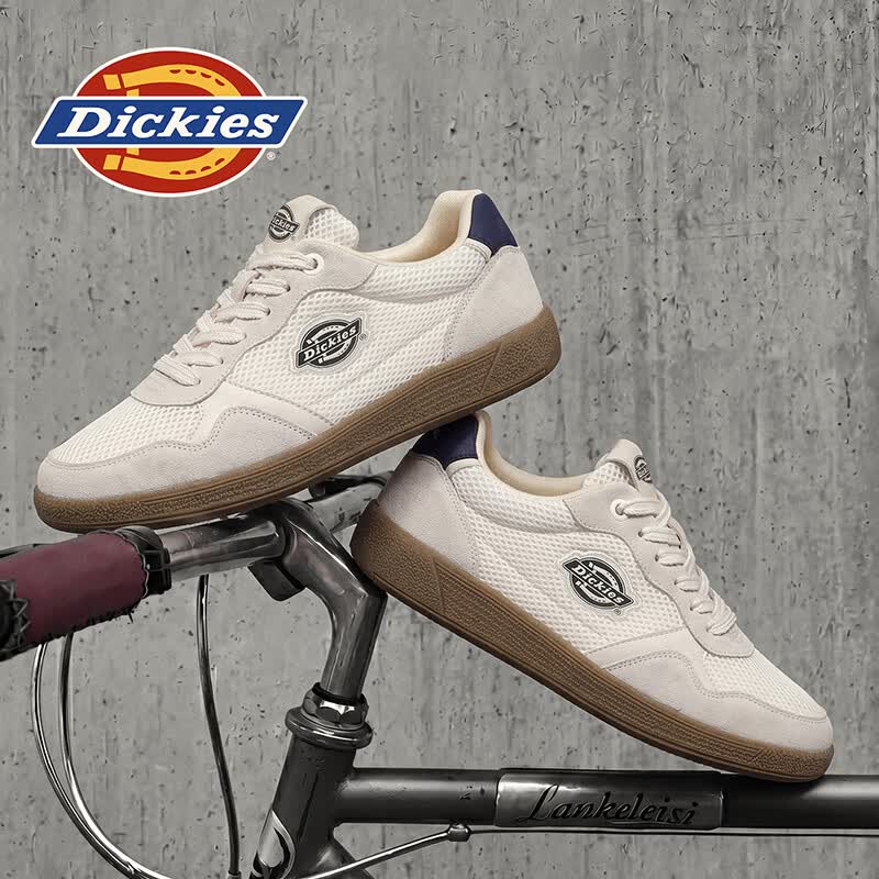 Dickies品牌男鞋2026夏季新款网面透气百搭休闲板鞋防滑耐磨减震小白鞋男 米灰 41