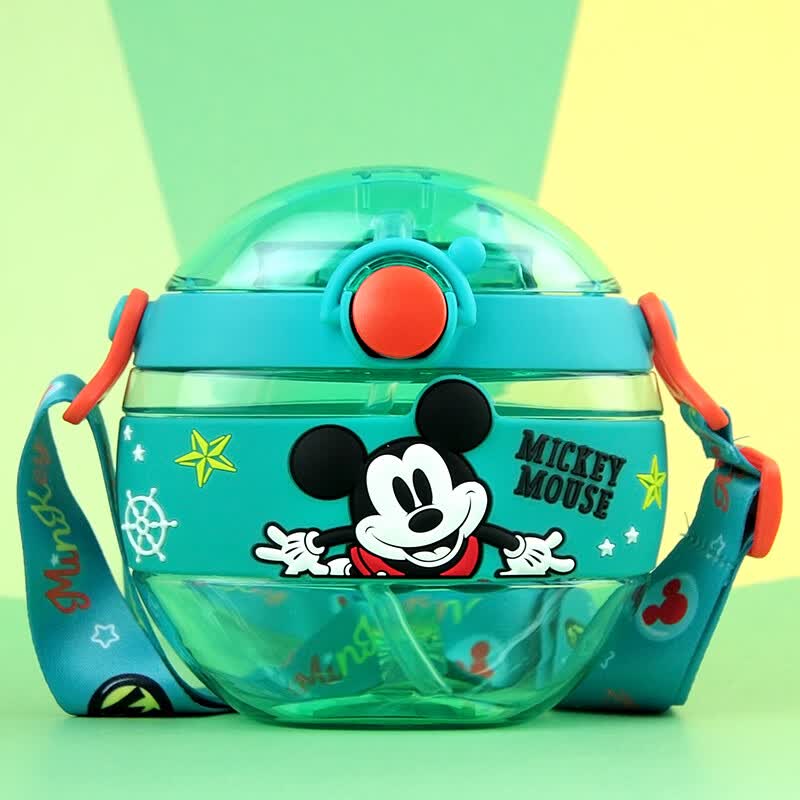 迪士尼（Disney）儿童水杯夏季吸管杯幼儿园小学生可爱米奇甜甜圈喝水杯子420ml