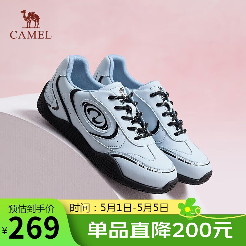 骆驼（CAMEL）【王俊凯同款】月牙2.0德训鞋女新款休闲鞋 L25S577059C 蓝色 37