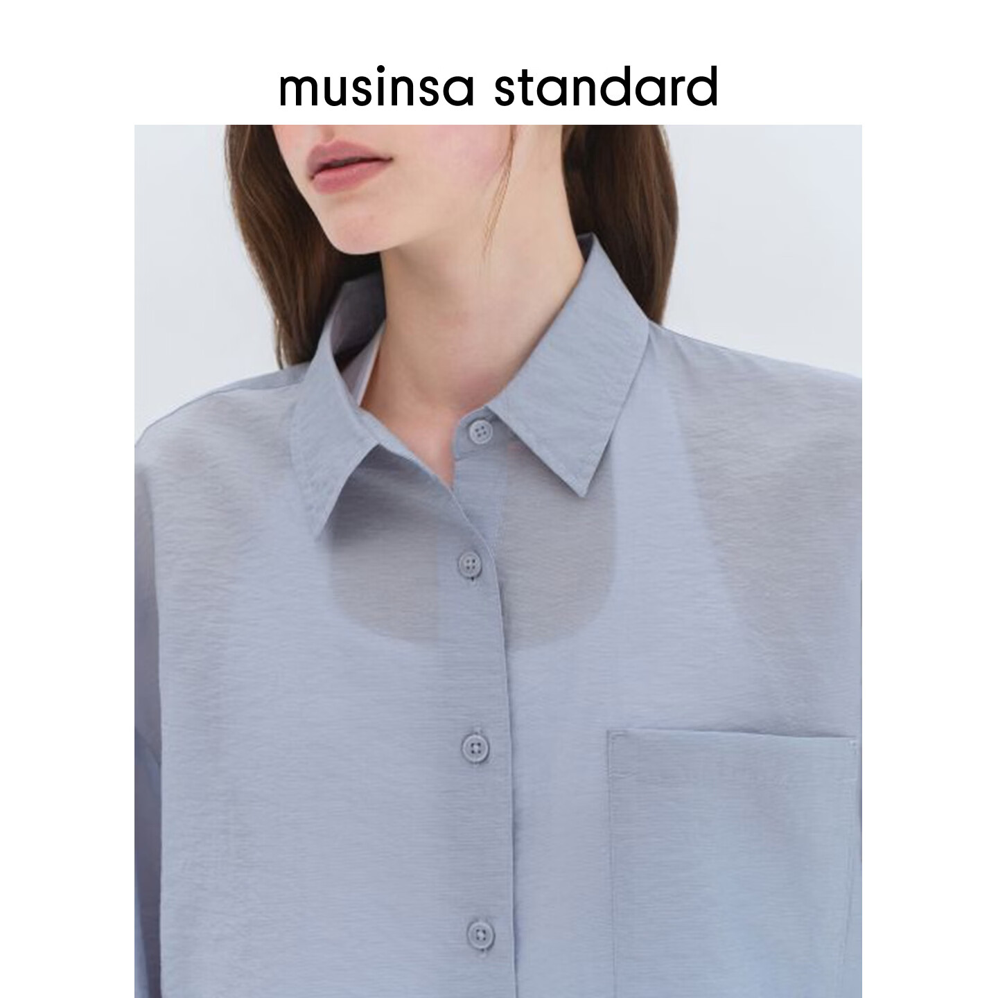 MUSINSA STANDARD【宇宙甜豆】韩国26夏季新品仿亚麻女士长袖衬衫 蓝灰色(BY) XS