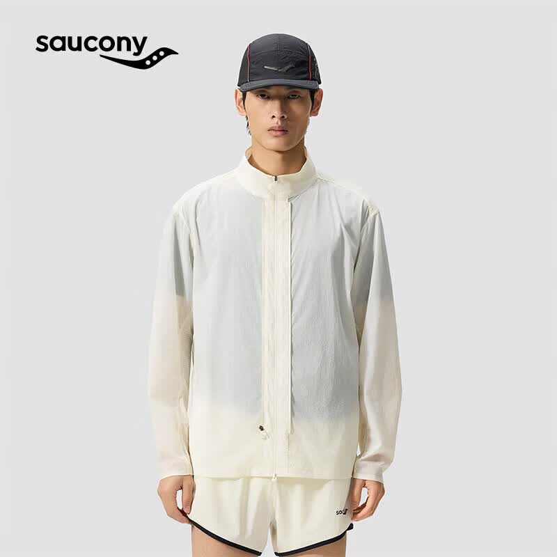 SAUCONY跑步艺术家官方男子轻薄舒适透气可拆卸防晒宽松尼龙梭织外套