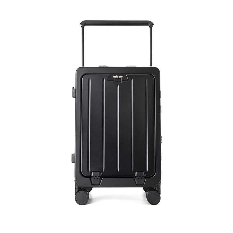 Walker Shop品牌行李箱铝框【前开盖】20寸登机箱商务出差拉杆箱万向轮旅行箱 曜石黑 20英寸 【登机箱/京东快递】