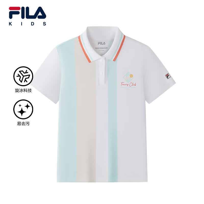 FILA斐乐儿童童装短T类2026年夏季新款女中大童短袖POLO 满印一-ZA 150