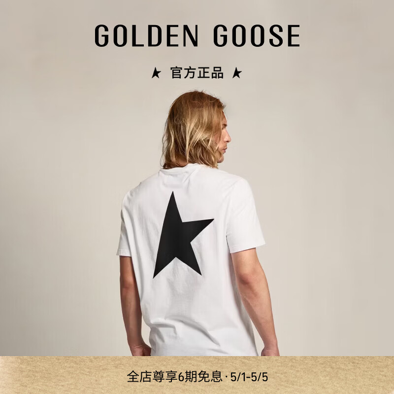 GOLDEN GOOSE男装StarCollection印花棉质短袖T恤GGDB 白色/黑色 M (180/100A)