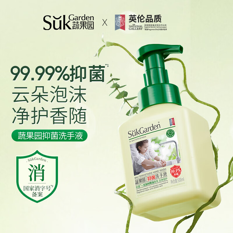 蔬果园泡沫洗手液 泡泡洗手液清洁护手保湿儿童成人通用家庭装洗手液 【尤加利】抑菌洗手液500ml*3