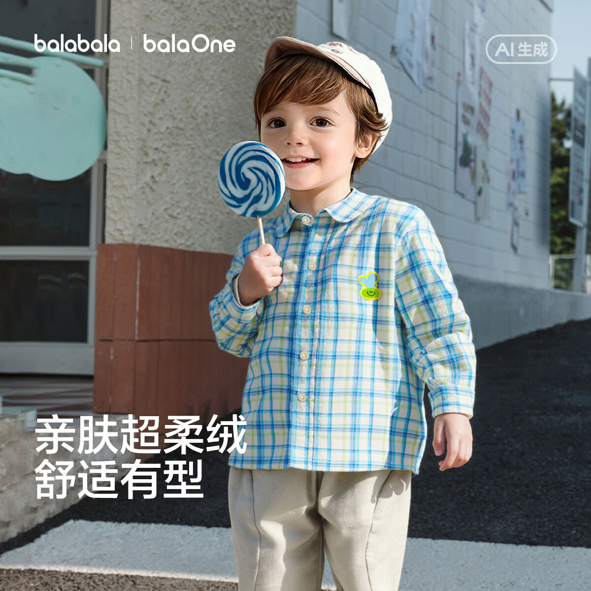 巴拉巴拉童装儿童格子衬衫男女童2026新款春装上衣清新格纹可爱宝宝衣服