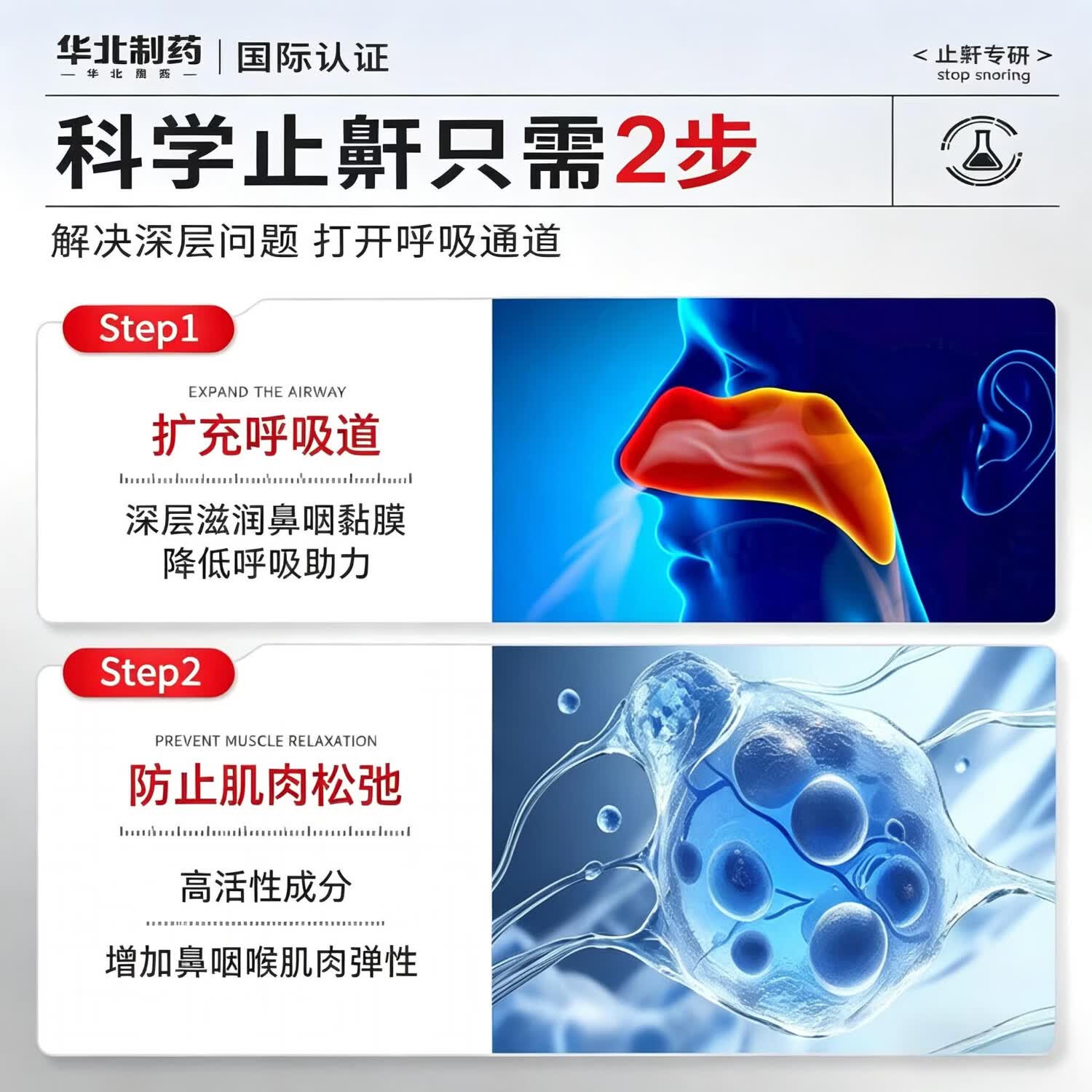 华北制药医用液体止鼾器今华维华维健康打呼噜喷雾男女呼吸通气鼾立停 5盒【巩固装】专研升级 止鼾器