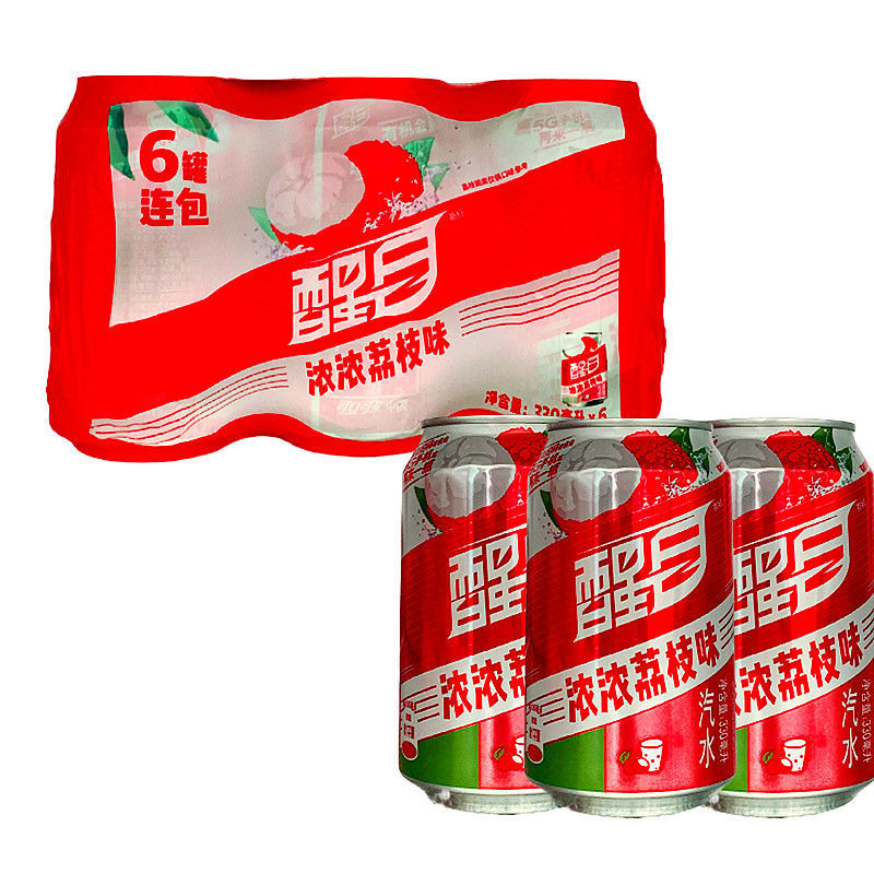 醒目汽水 荔枝口味 330ml 可-口可乐出品碳酸汽水 果味饮料易拉罐 6罐