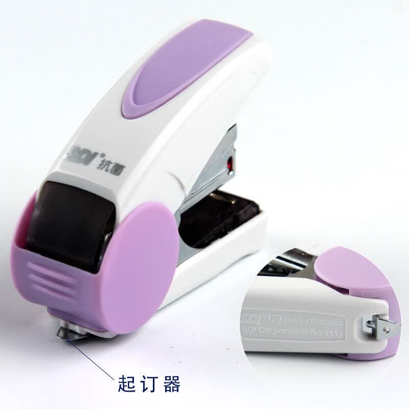 SDI手牌1113C省力按键式订书机 平钉10号迷你型小号订书器 办公用省力钉书机 可订30张 1113C粉色一个