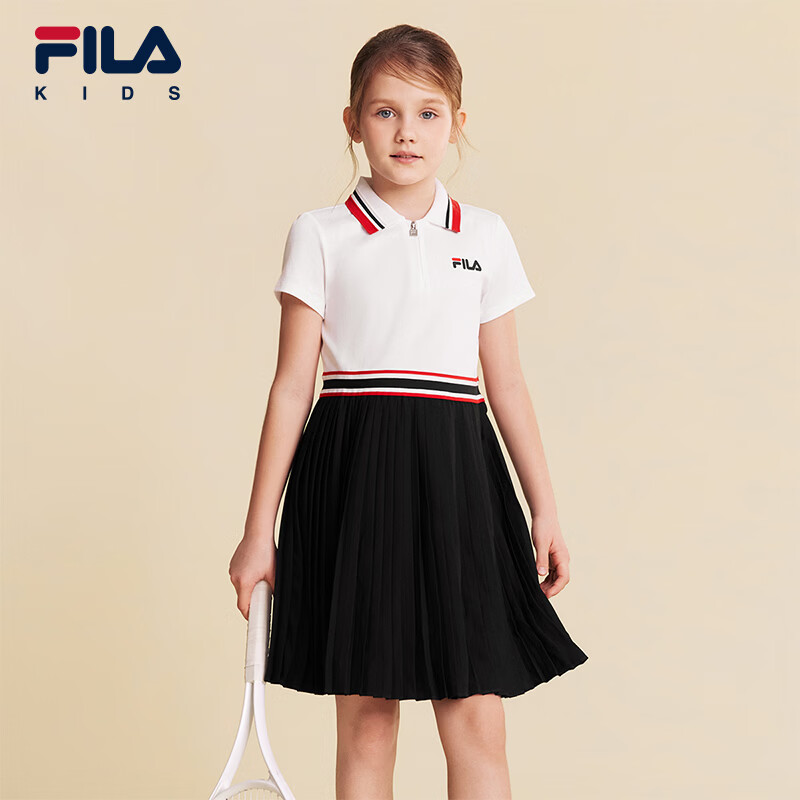 FILA【苏珊裙】斐乐儿童童装裙子2026夏季新款女中大童网球连衣裙 传奇蓝-NV 165