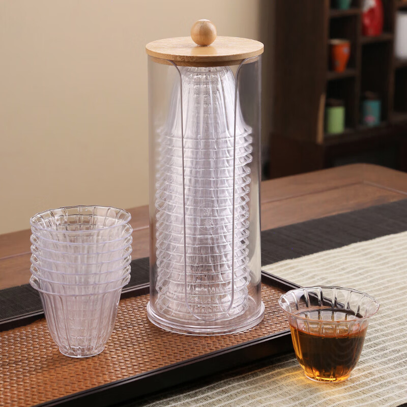 淳意一次性花瓣品茶杯帶杯架品茗杯高檔加厚ps喝茶功夫品杯品嘗杯 80ml花瓣杯:1包（共20只）體驗裝