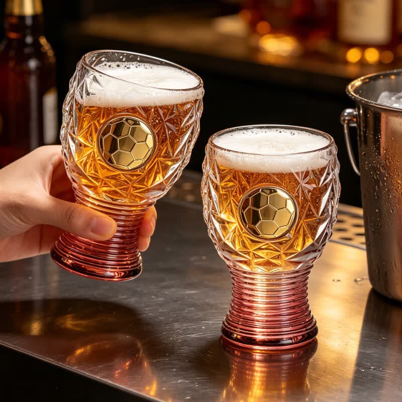 LOVWISH创意新款足球款玻璃啤酒杯大号家用扎啤杯2026世界杯精酿杯大容量 逐梦足球杯【渐变粉】400ml*1