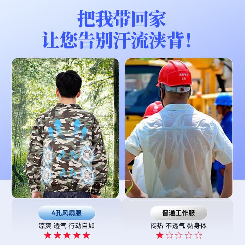 洲末夏季降温空调服带风扇的衣服户外防暑充电制冷劳保工人工地工作服 4风扇灰色2件+2个36V9900万电池配件一套【3C认证】 4XL 170-200斤
