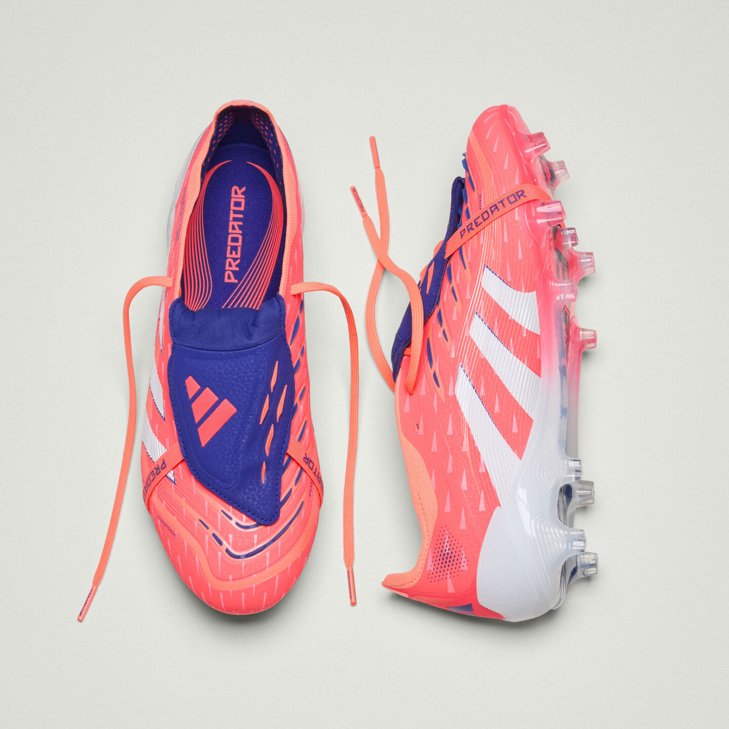 adidas PREDATOR ELITE FT FG长钉翻折鞋舌款足球鞋男女阿迪达斯 信号珊瑚粉/白色/橙色 39