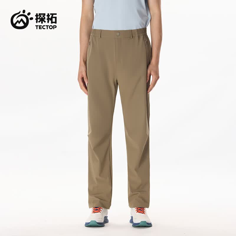 探拓（TECTOP）软壳裤男女春夏防泼水透气快干登山徒步长裤  砂粒色（薄款） L