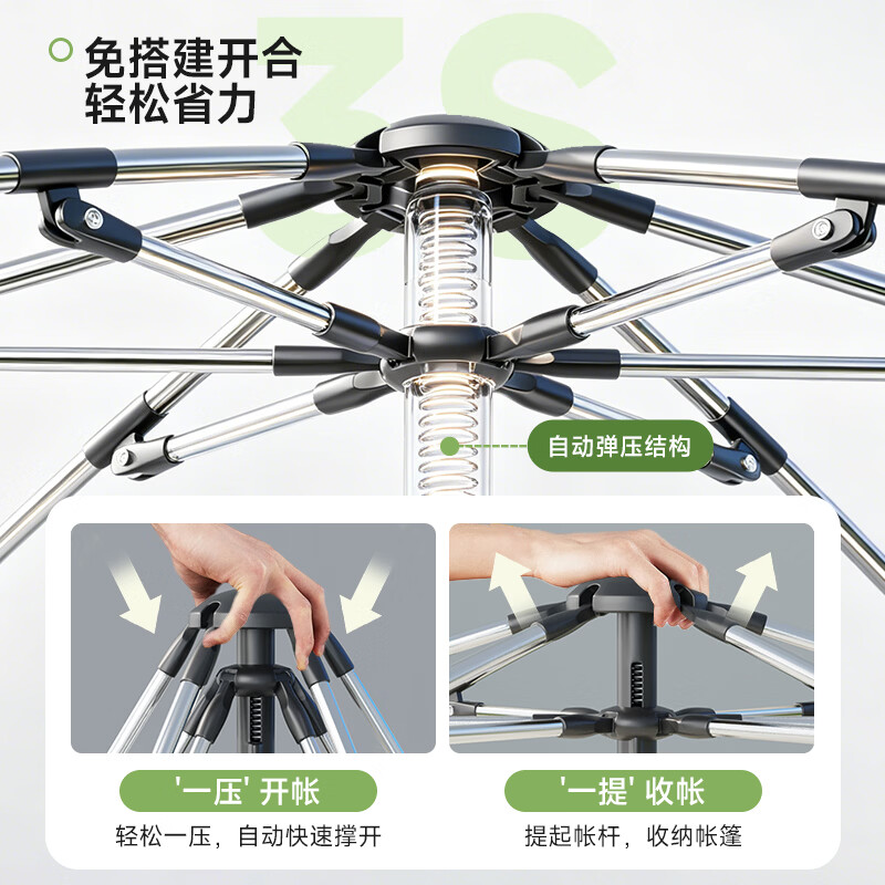 鹿营佳【风语·铝合金帐篷】亲子家庭户外用品露营两门两窗速开过夜帐篷 【钛黑胶】铝合金帐篷-两门两窗-米白色