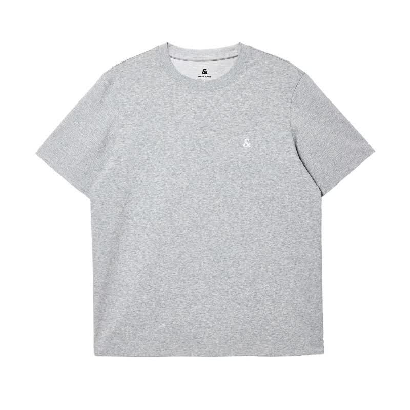 杰克·琼斯(JACK&JONES)26年男装四季打底T恤男士凉感透气多色情侣款短袖t恤水洗不易走形 G41花灰色 第二批 XS 165