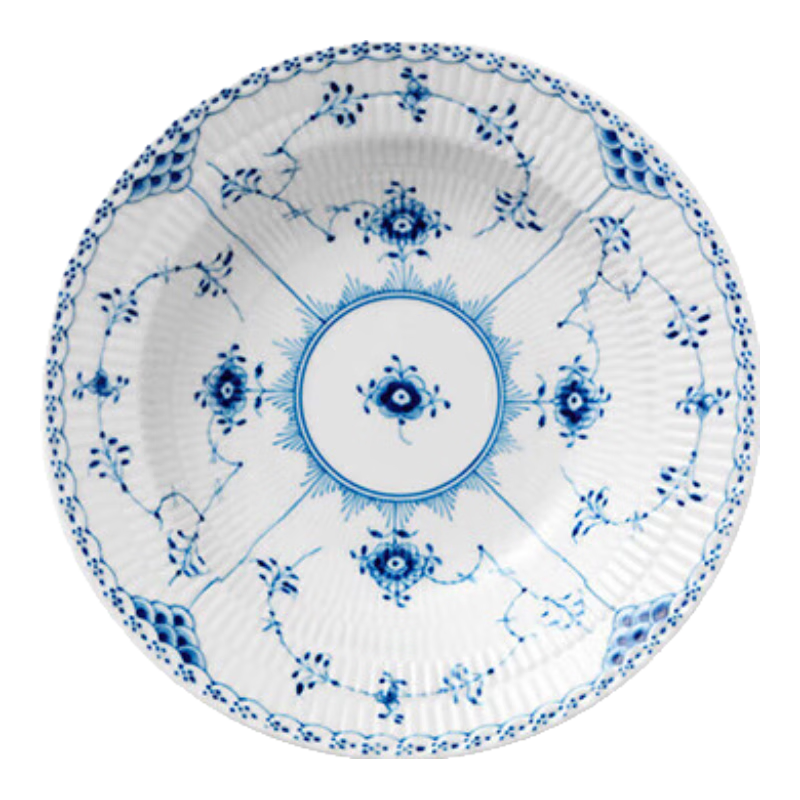 RoyalCopenhagen皇家哥本哈根半蕾絲唐草手繪餐具餐盤家用菜盤子21cm深盤