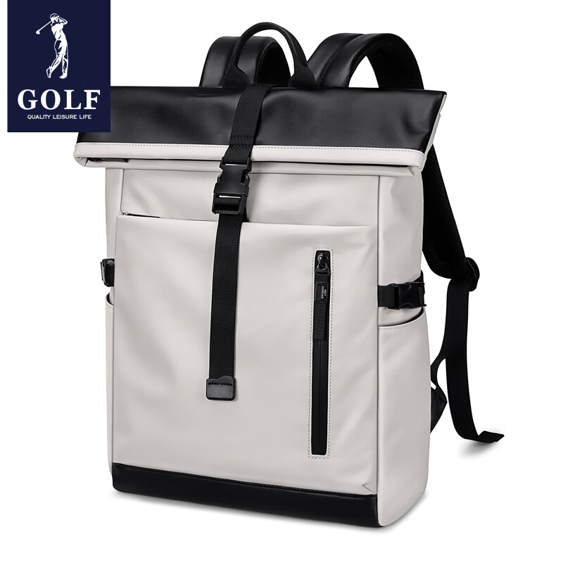 高尔夫（GOLF）双肩包男女百搭背包女休闲旅行学生书包防泼水出游背包【Q】 款式5-灰白配黑