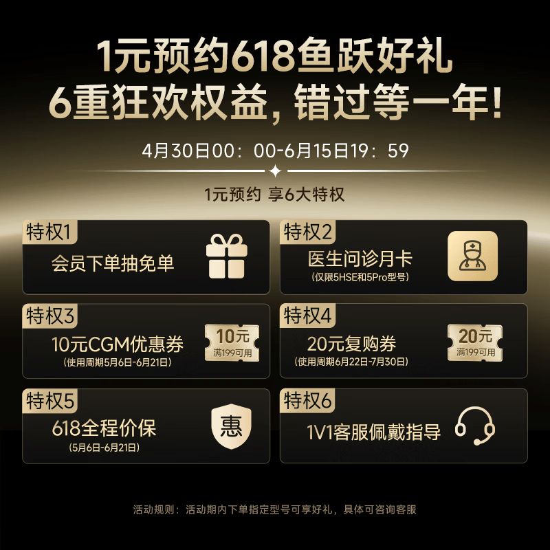 鱼跃（yuwell）618 动态血糖仪1元预定大礼包权益 虚拟商品不发货