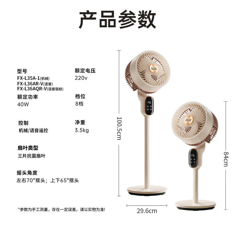 奥克斯（AUX）电风扇空气循环扇暴风AI语音变频落地扇家用大风力直流轻音净化扇节能省电 豪华语音遥控驱蚊款【抗菌扇叶】台地两用