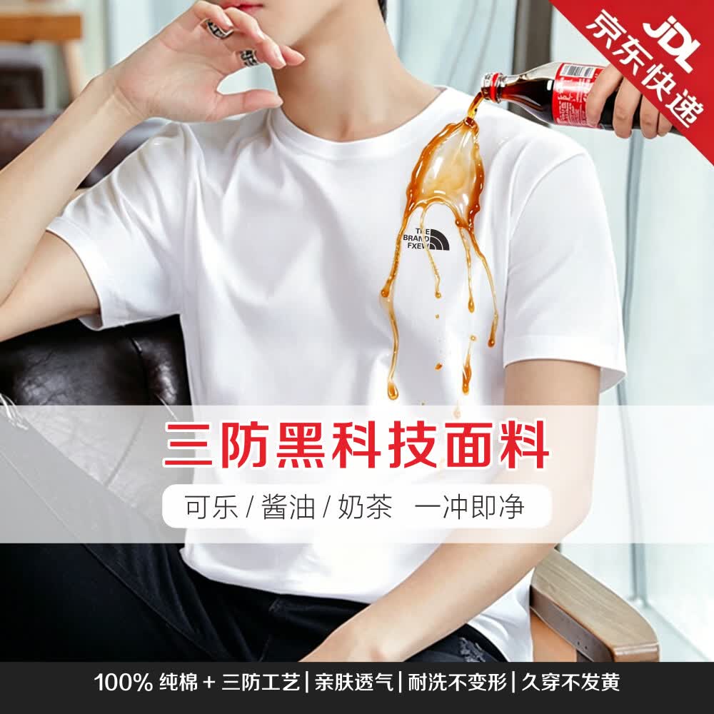FXEW轻奢潮牌100%纯棉短袖T恤男士夏季新款高端纯色商务休闲圆领体恤 白色（重磅纯棉） 4XL 195/112A（190-210斤）