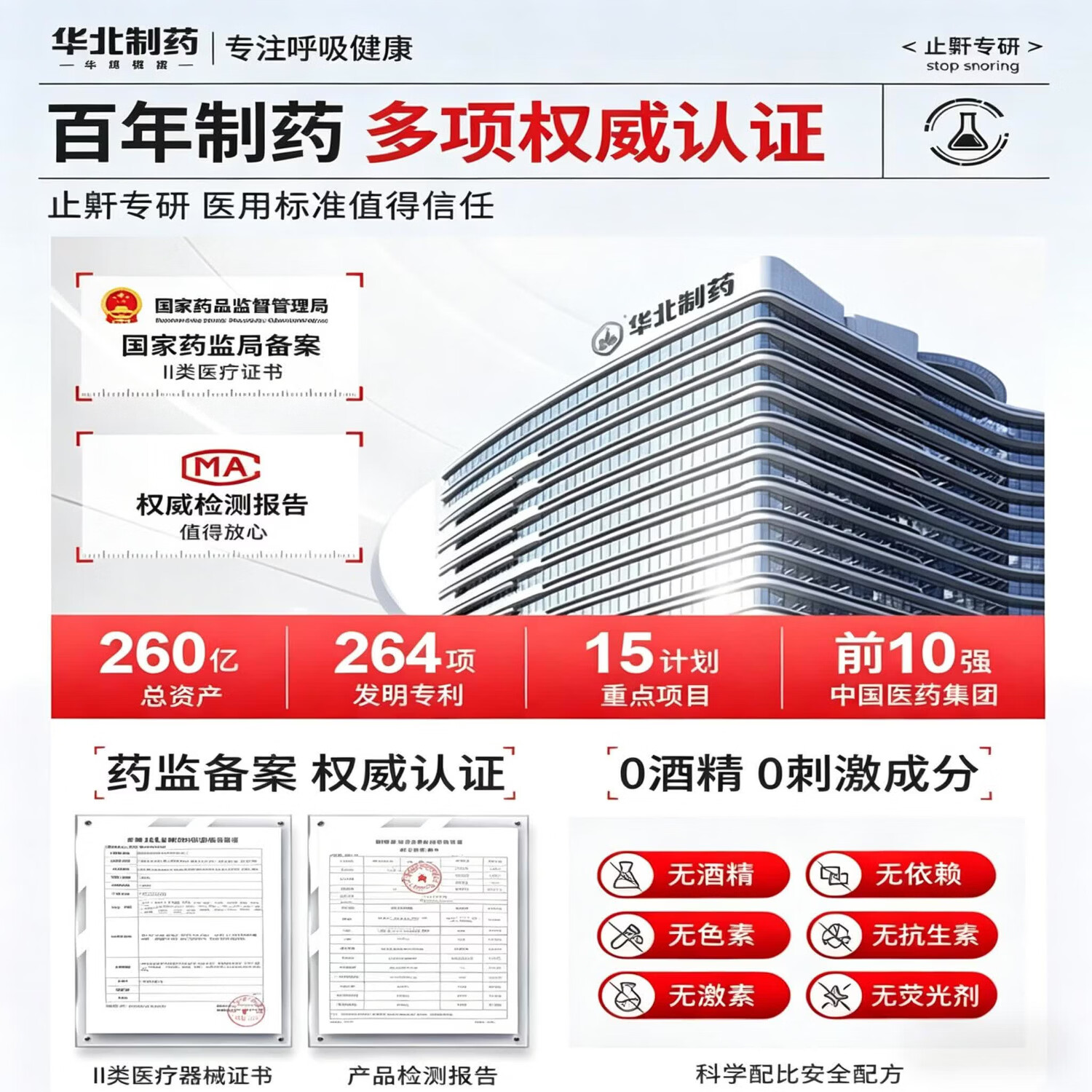华北制药医用液体止鼾器今华维华维健康打呼噜喷雾男女呼吸通气鼾立停 5盒【巩固装】专研升级 止鼾器