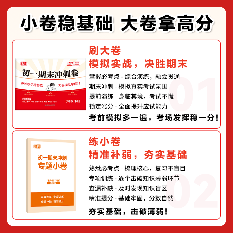 2026春期末冲刺卷七年级下册八年级初一初二精准考点全科提分期末总复习期末冲刺100分复习八年级期末冲刺100分七年级下册试卷 七年级下册期末【语数英政史地生】 福建